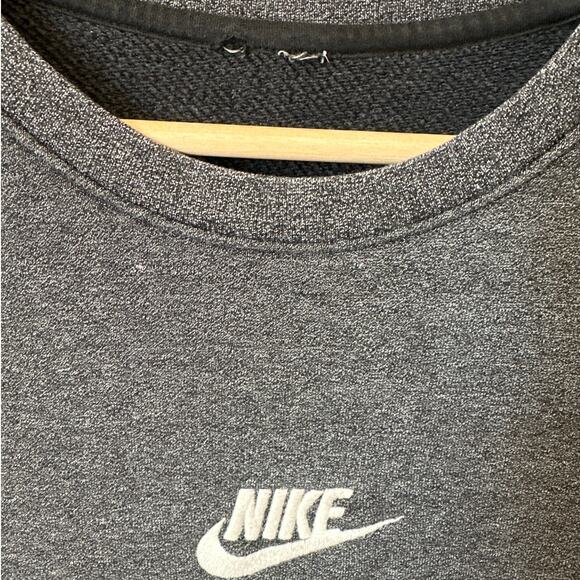 Nike Heritage Pullover Crewneck Sweatshirt Center Swoosh Logo Gray *Sz S-M - Picture 5 of 9